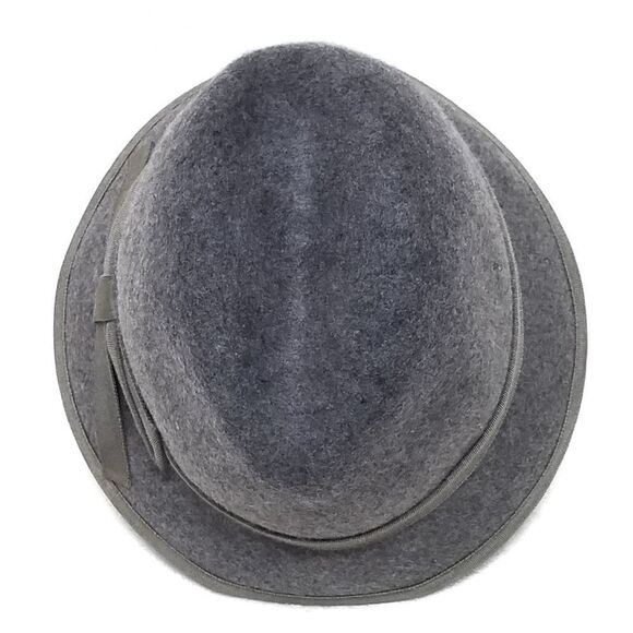 VINTAGE 90s Gray Wool Felt Bow Cloche Winter Hat